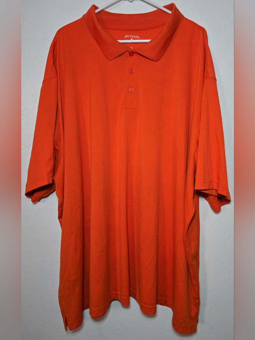 Antigua Men's Short Sleeve Polo Shirt Orange Solid Casual Golf Size [5xl)